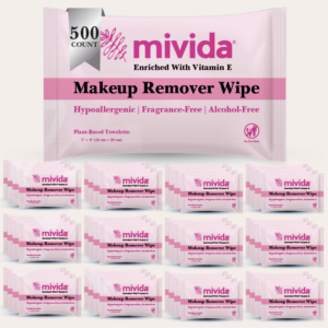 mivida Hypoallergenic Makeup Remover Wipes with Vitamin E, Individually Wrapped (500 Count)