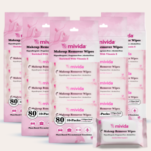mivida Hypoallergenic Mini Makeup Remover Wipes with Vitamin E, (50PacksX8 wipes)
