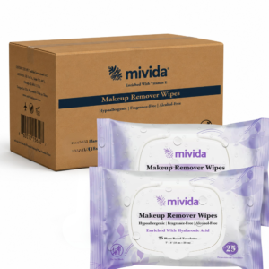 mivida Hypoallergenic Makeup Remover Wipes with Hyaluronic acid, Bulk 25 Counts pack
